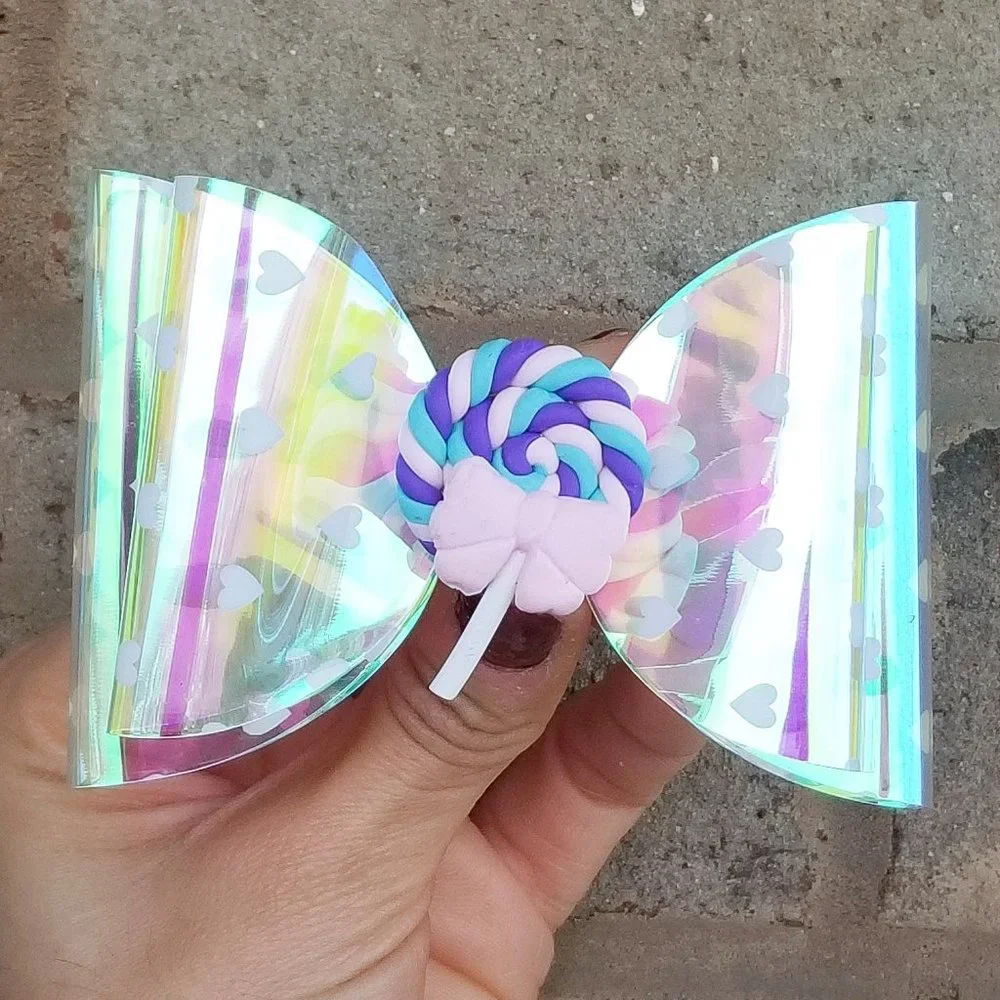 Holographic Lollipop candy bow kids girl kawaii barbiecore
